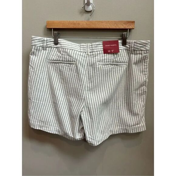 Merona NWT 14 cotton flat front grey striped chino shorts 5 inch inseam - Picture 4 of 6